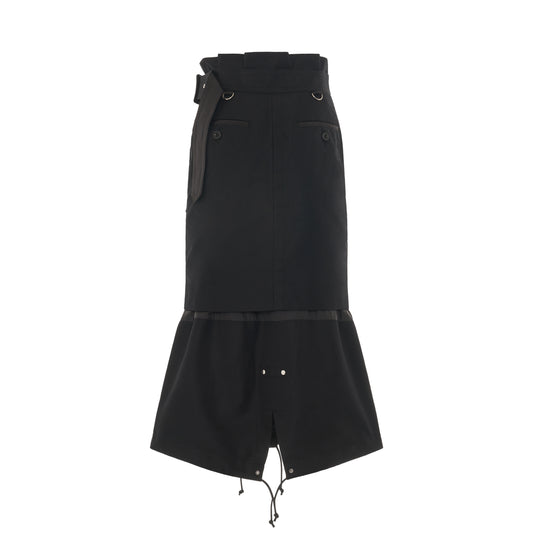 Cotton Gabardine Mix Skirt in Black