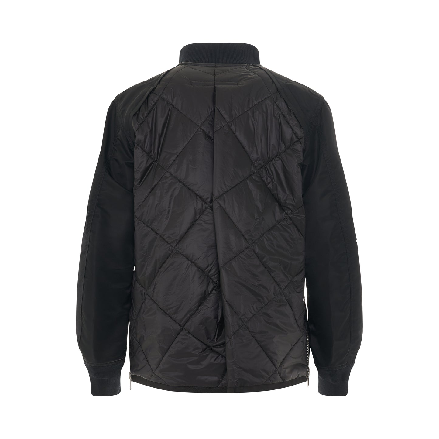 Nylon Twill Mix Quilted Jacket in Black