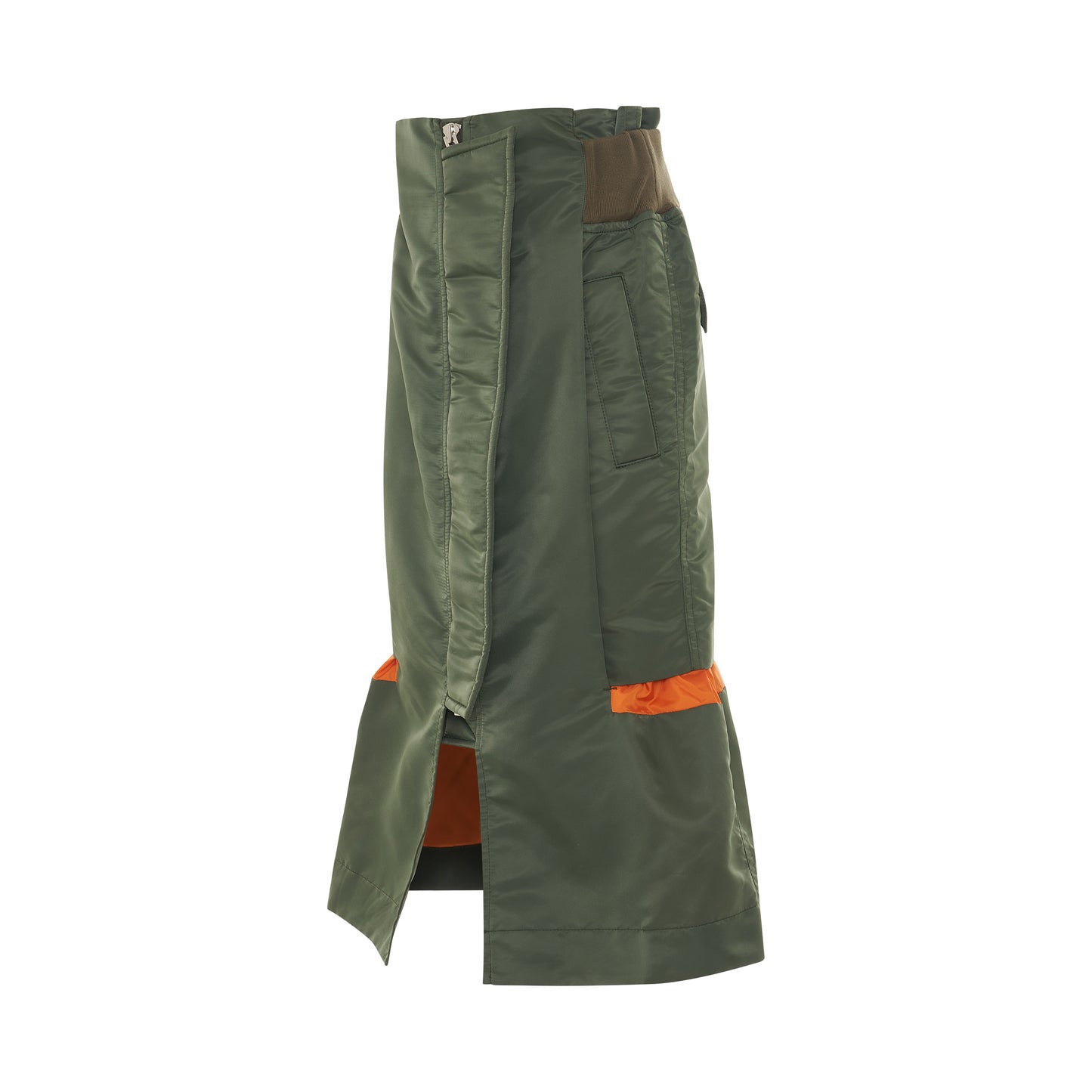 Nylon Twill Mix Skirt in Khaki