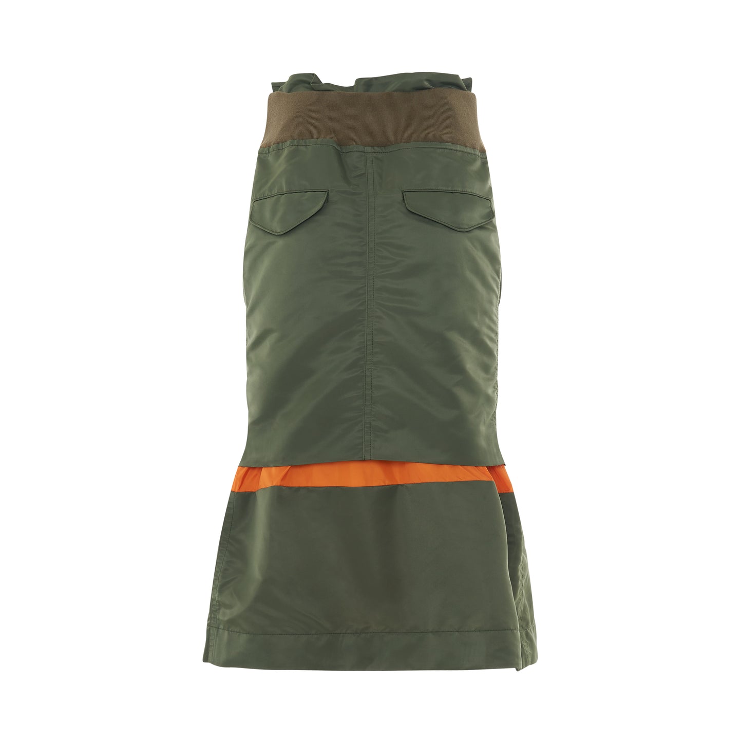 Nylon Twill Mix Skirt in Khaki