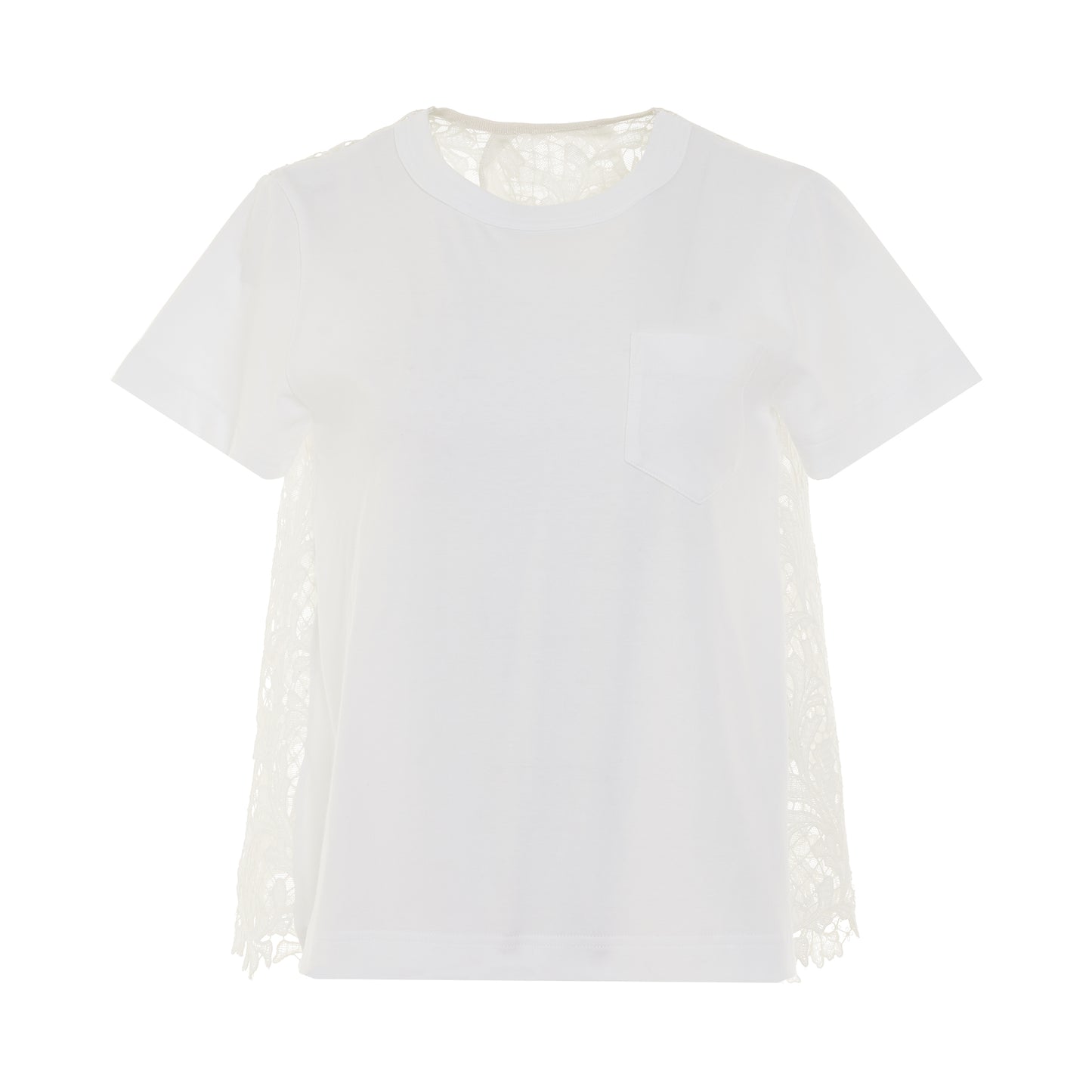 Embroidery Lace Cotton Jersey T-Shirt in White