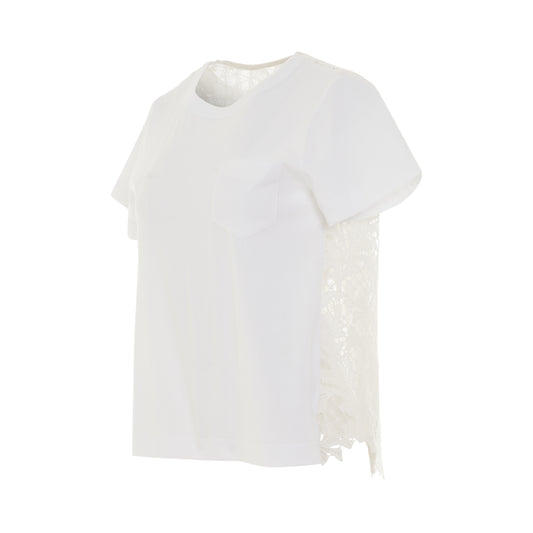 Embroidery Lace Cotton Jersey T-Shirt in White