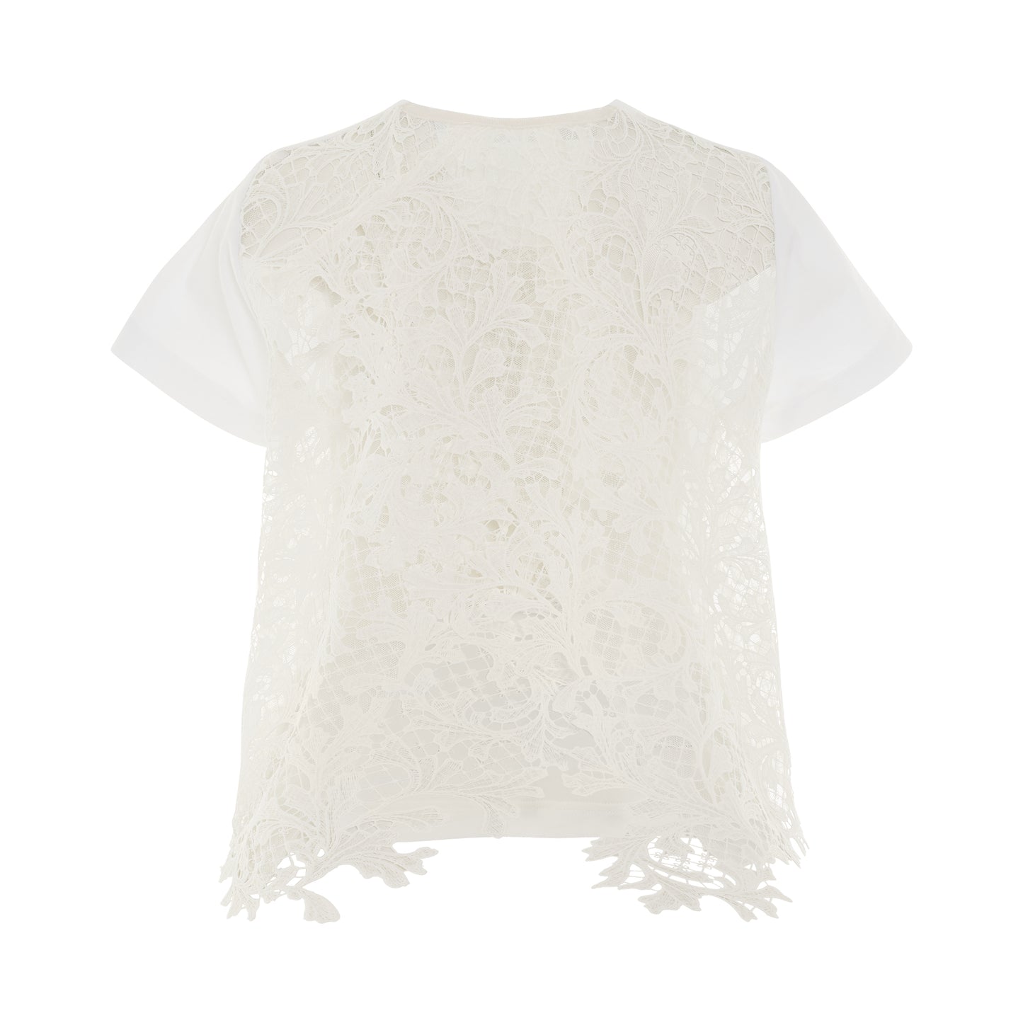 Embroidery Lace Cotton Jersey T-Shirt in White