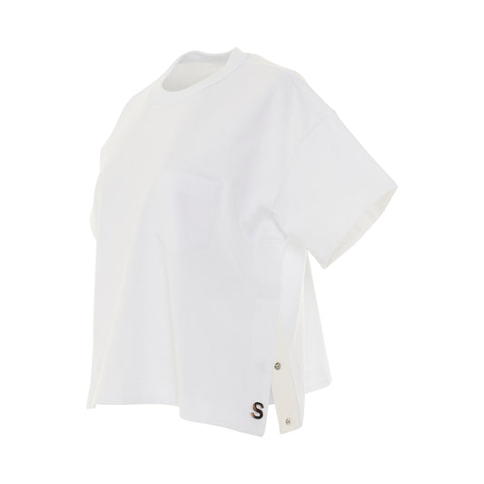 S Studs Cotton Jersey T-Shirt in White