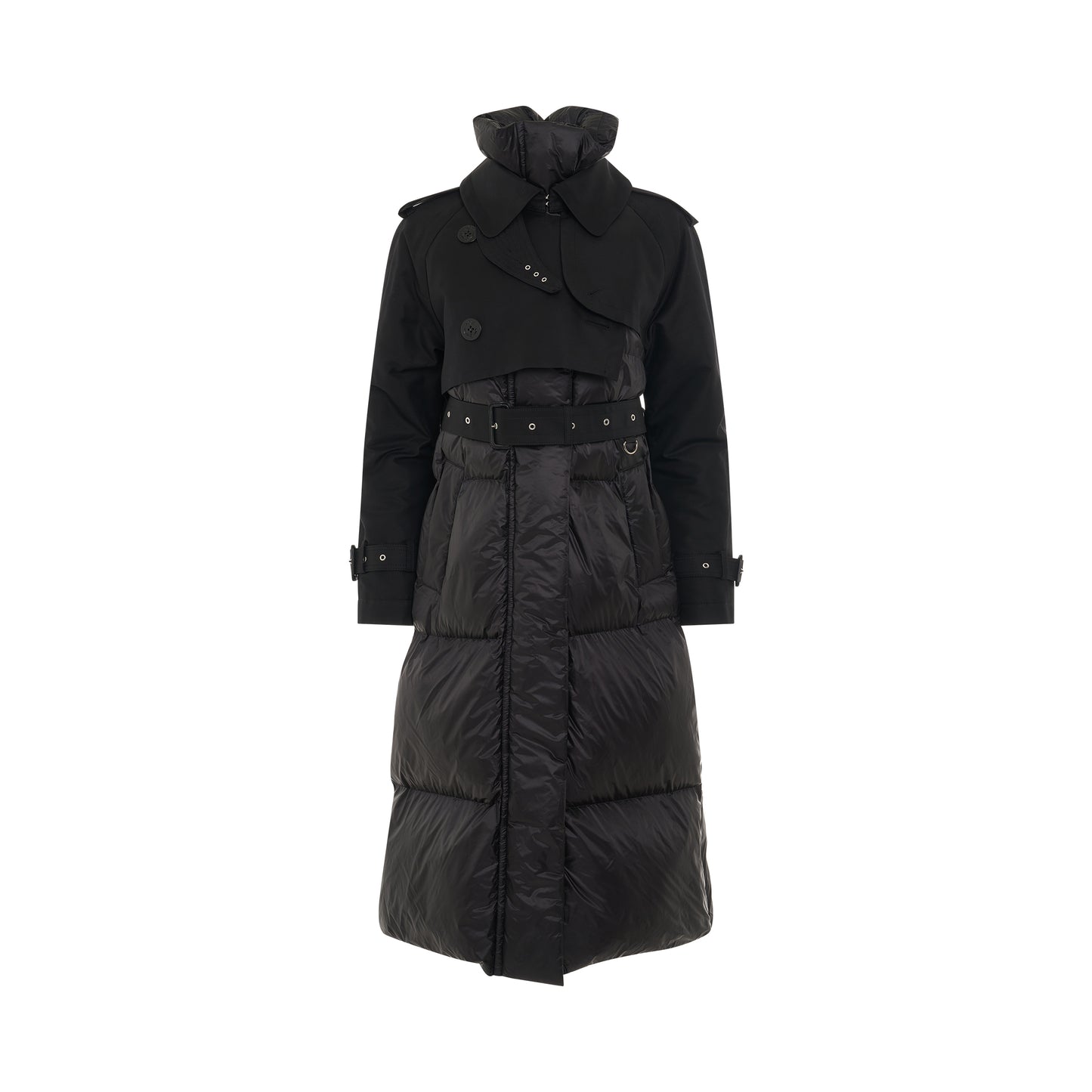 Cotton Gabardine x Padded Coat in Black