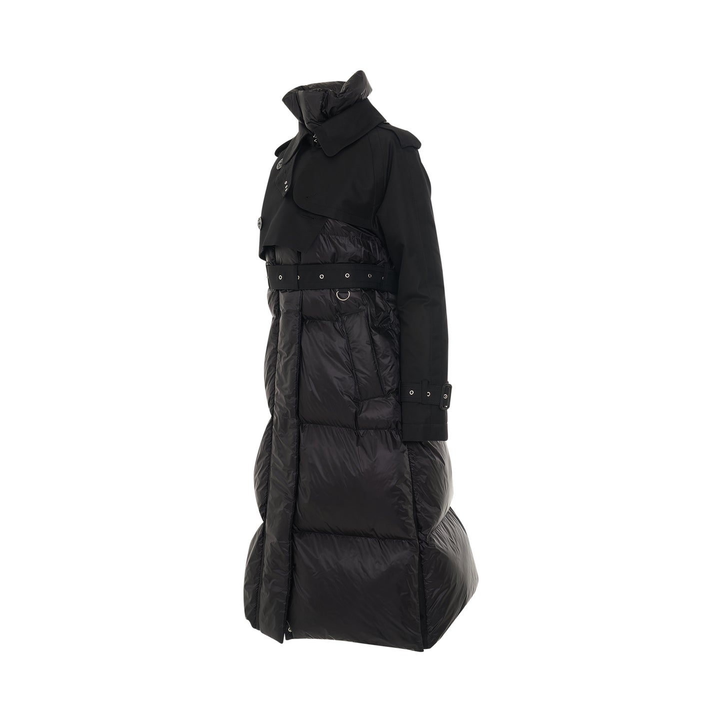 Cotton Gabardine x Padded Coat in Black