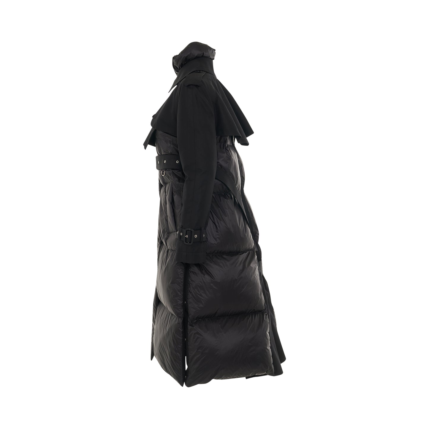 Cotton Gabardine x Padded Coat in Black