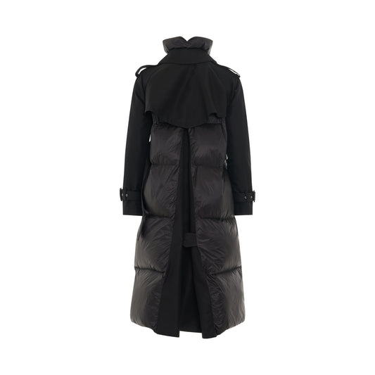 Cotton Gabardine x Padded Coat in Black