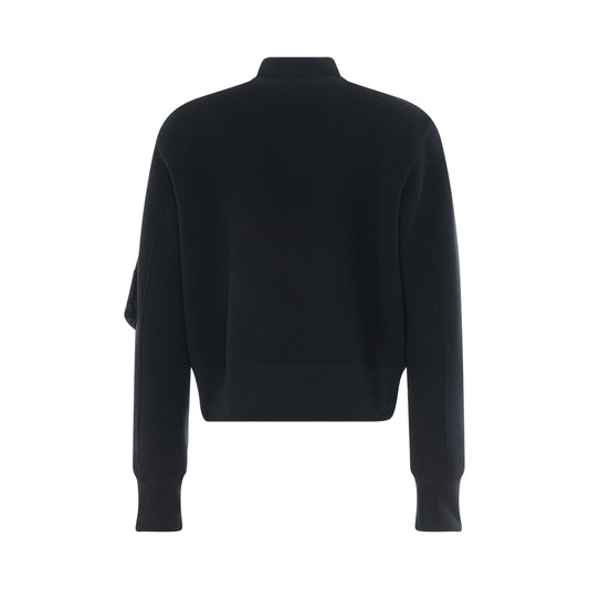 Nylon Twill Sponge Sweat Jacket in Black