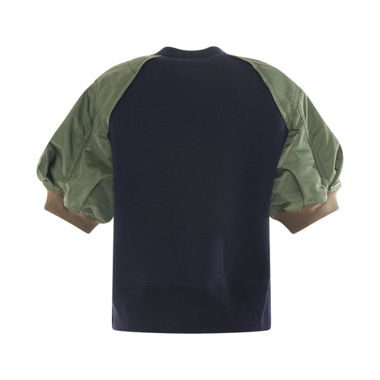 Nylon Twill x Sponge Sweat Pullover in Navy/Khaki