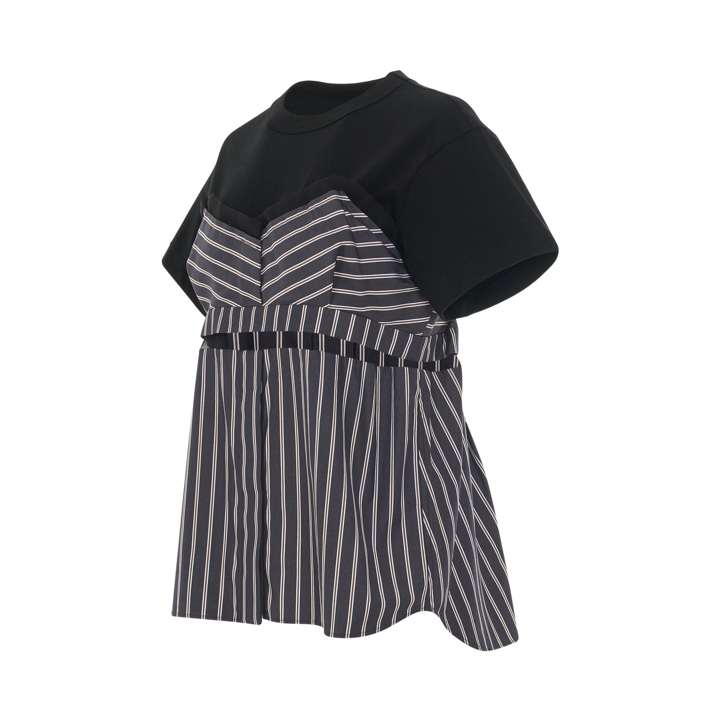 Cotton Poplin T-Shirt in Black/Stripe