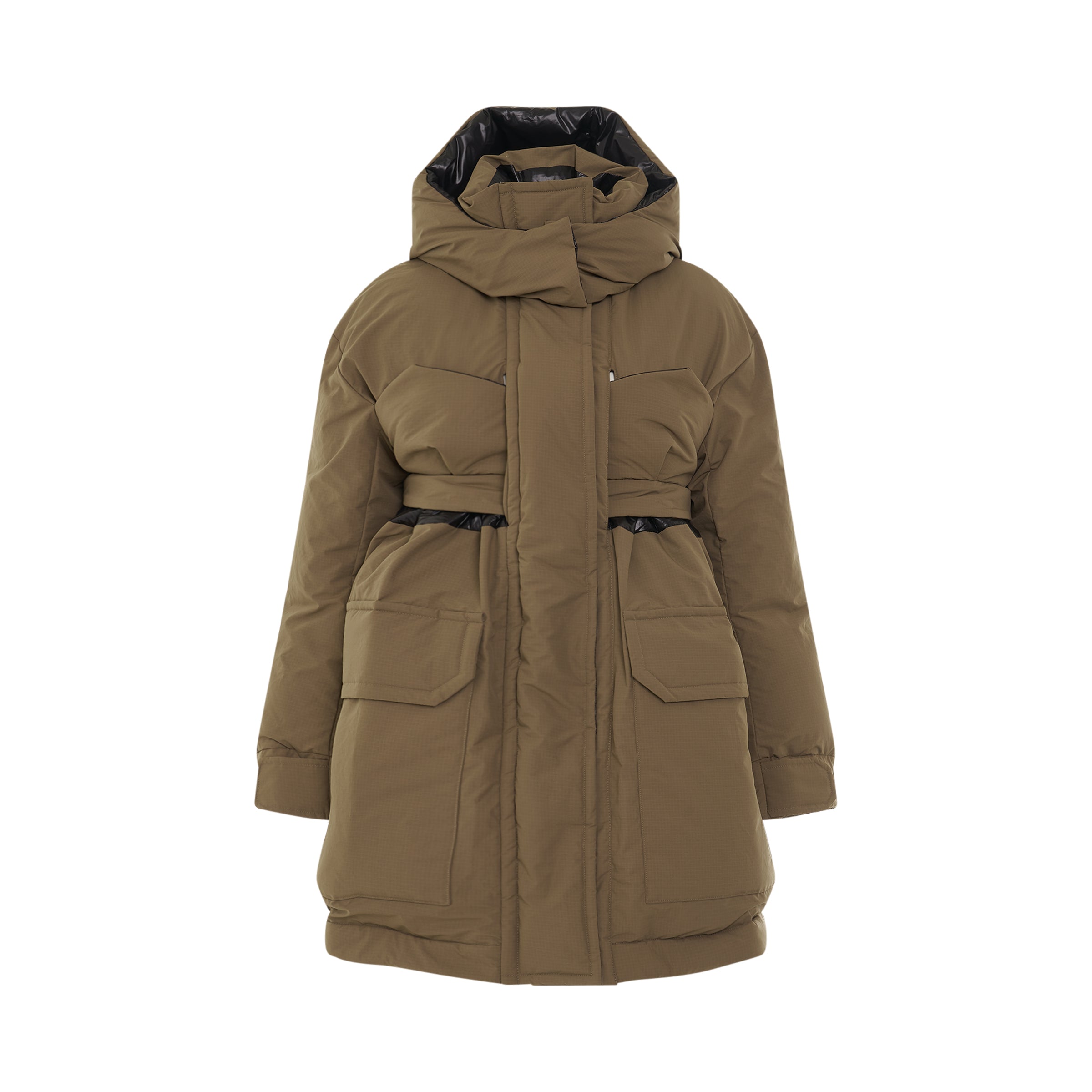 Padded Jacket with Hood in Beige