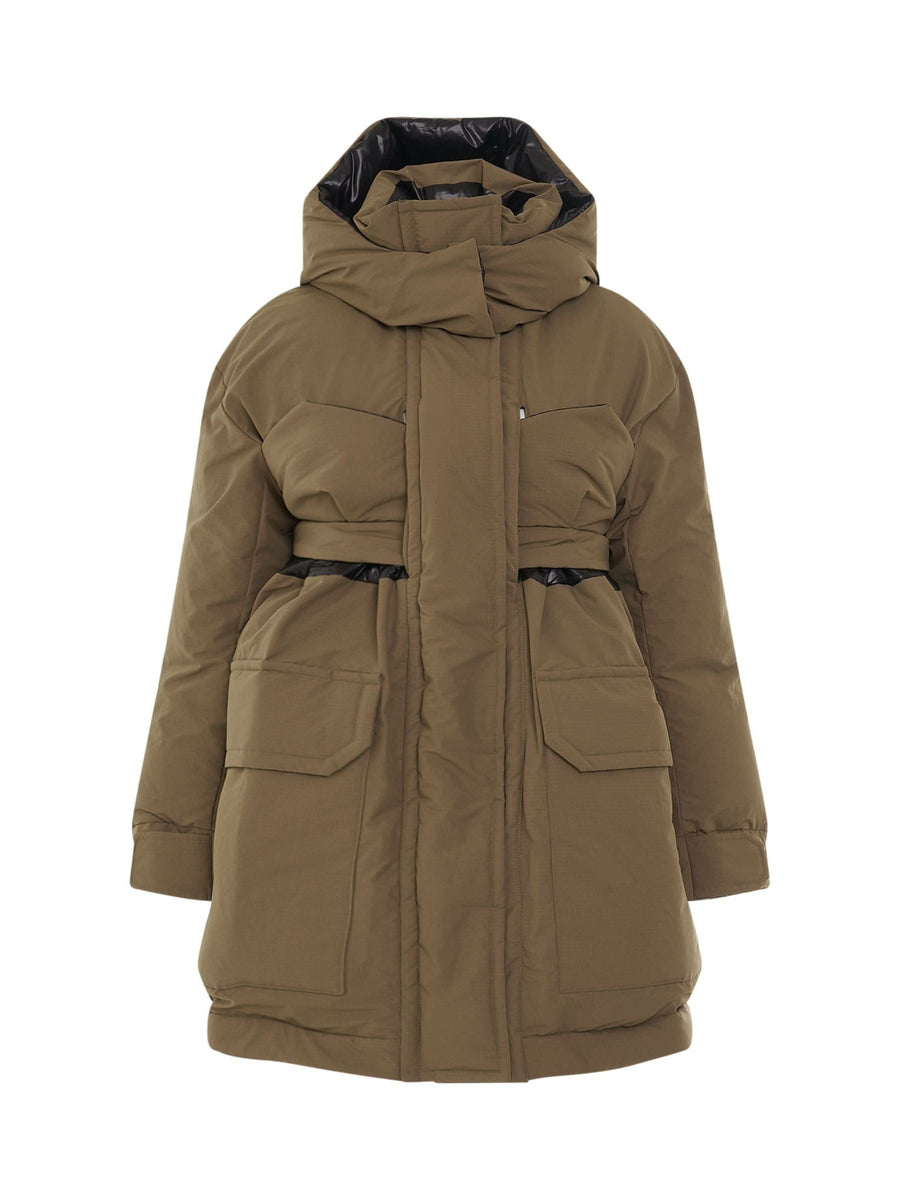Padded Jacket with Hood in Beige