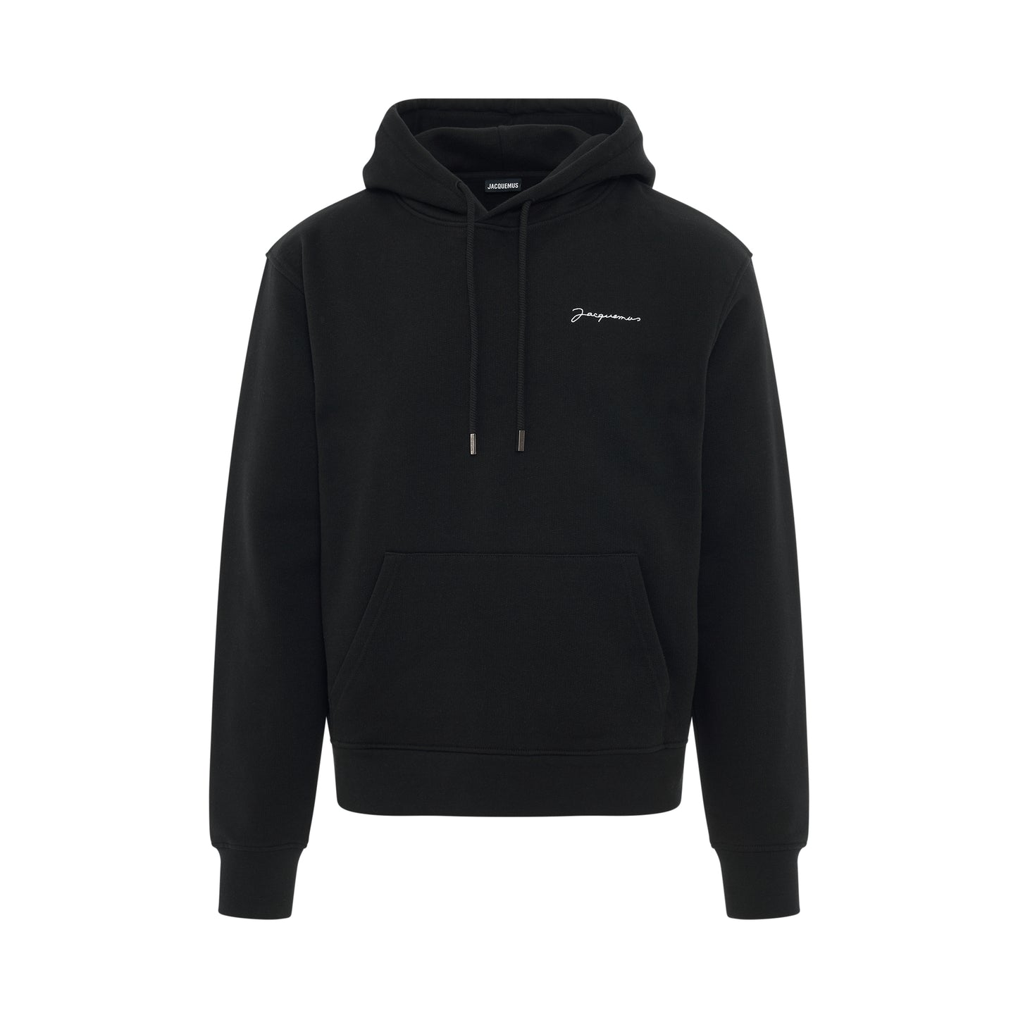 Signature Embroidered Logo Hoodie in Black