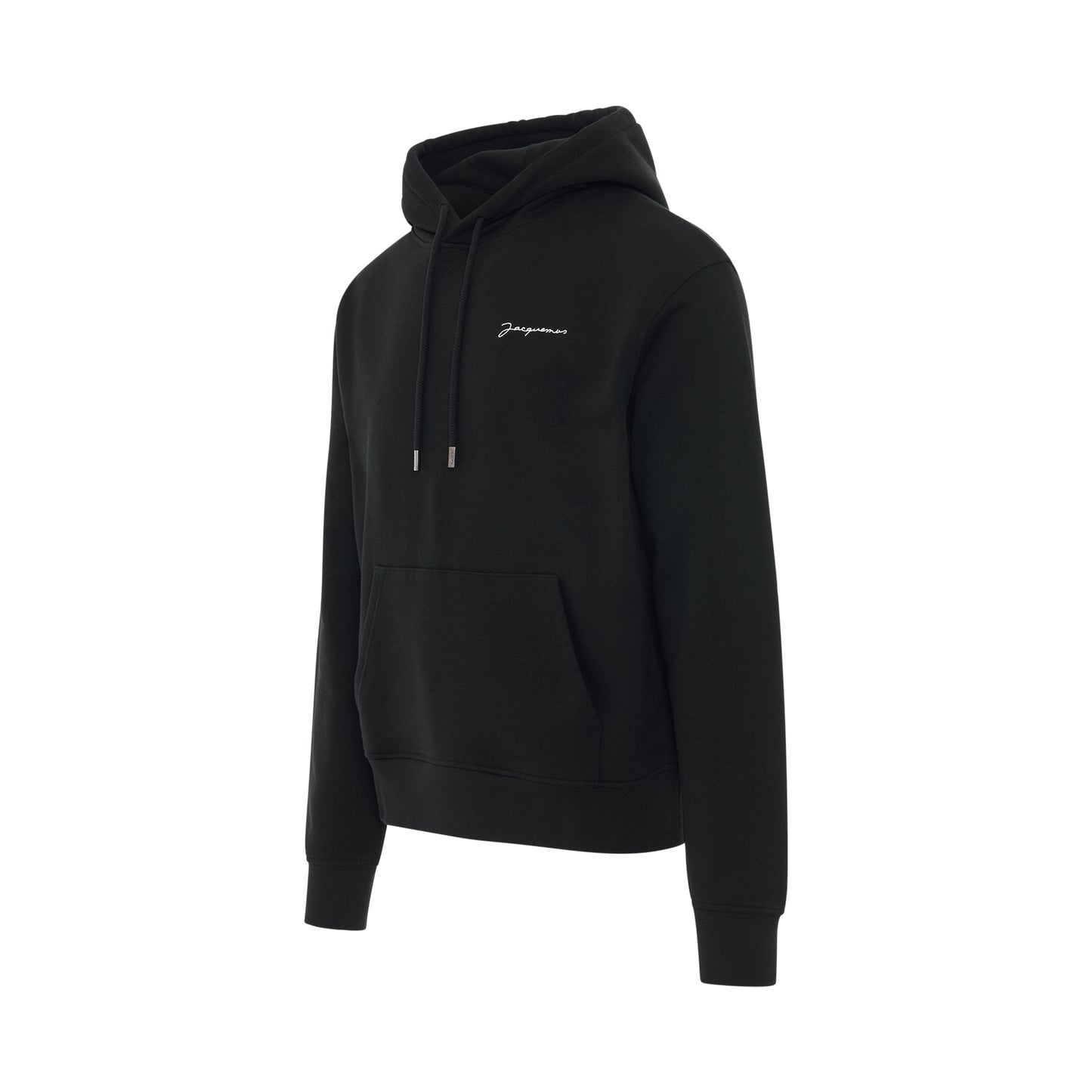 Signature Embroidered Logo Hoodie in Black