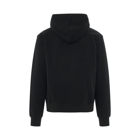 Signature Embroidered Logo Hoodie in Black