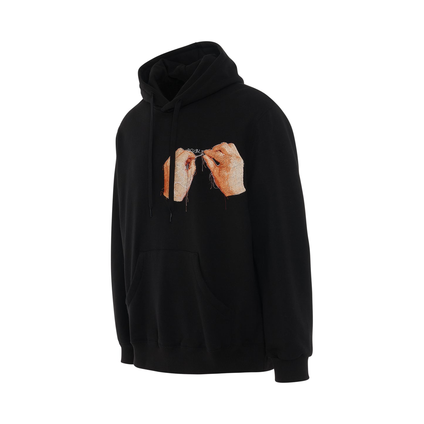 Hand Embroidery Print Hoodie in Black