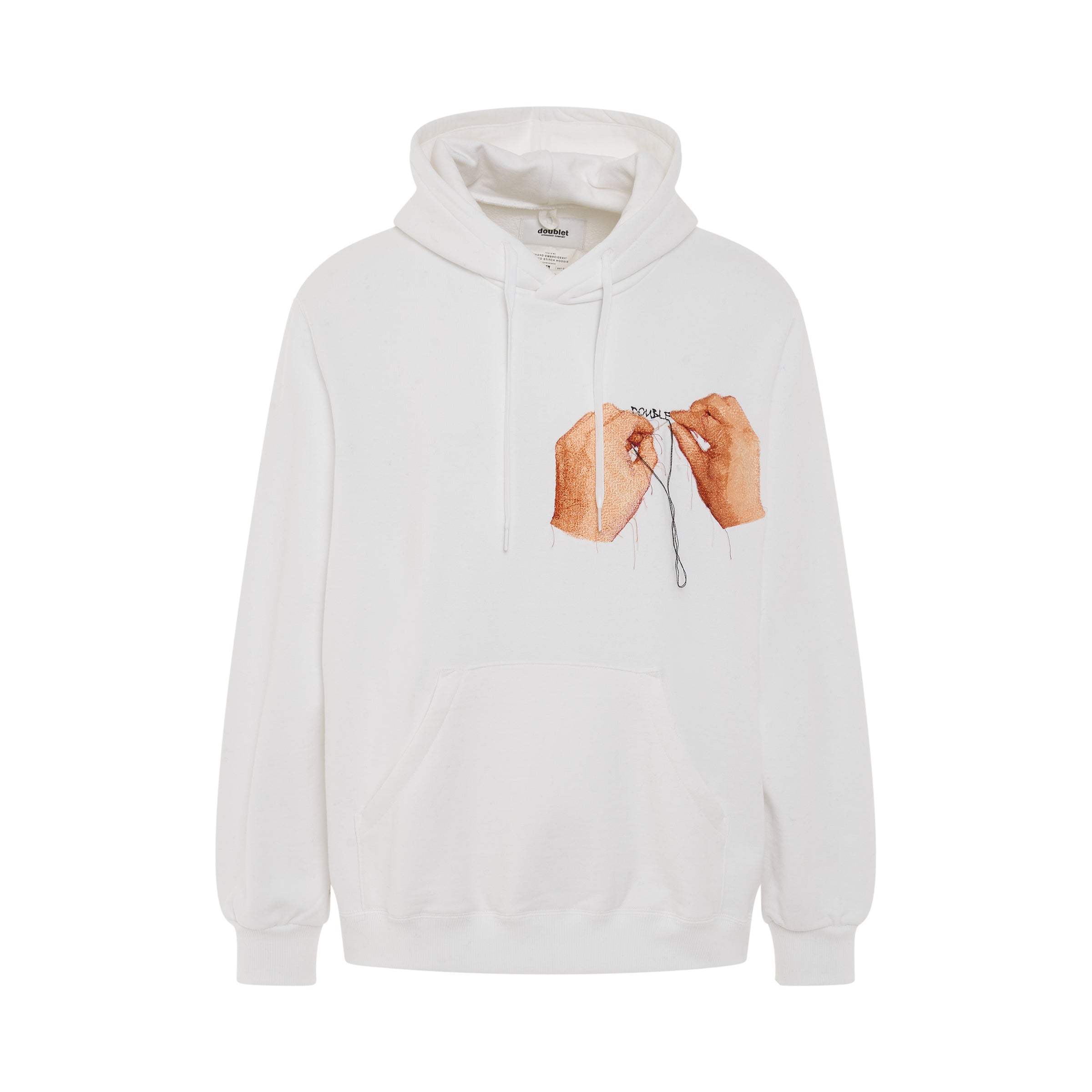 Hand Embroidery Print Hoodie in White