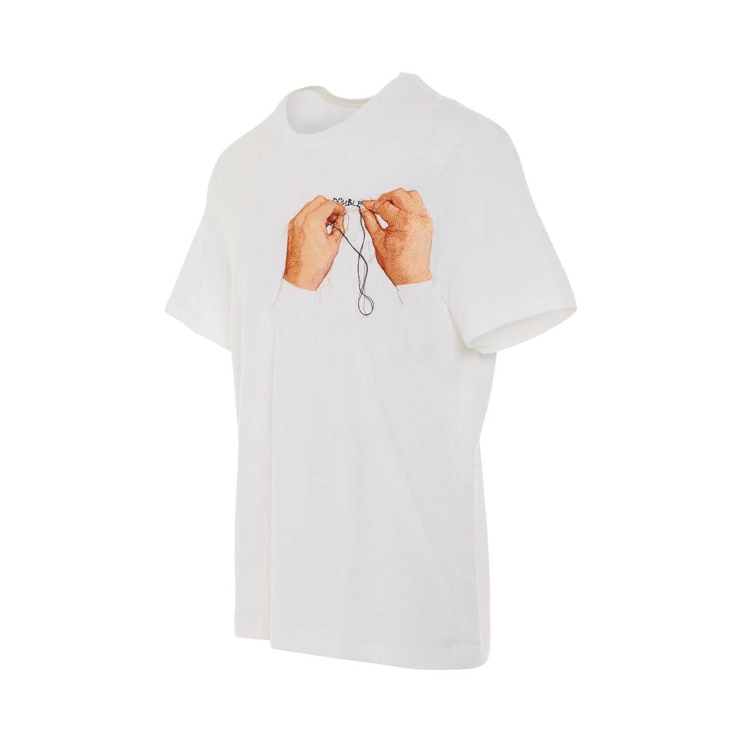 Hand Embroidery Print T-Shirt in White