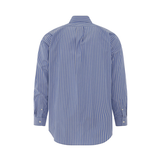 Hand Embroidery Print Stripe Shirt in Blue