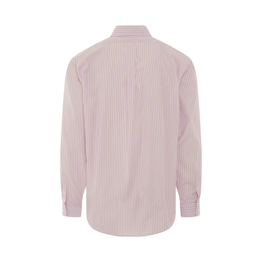 Hand Embroidery Print Stripe Shirt in Pink