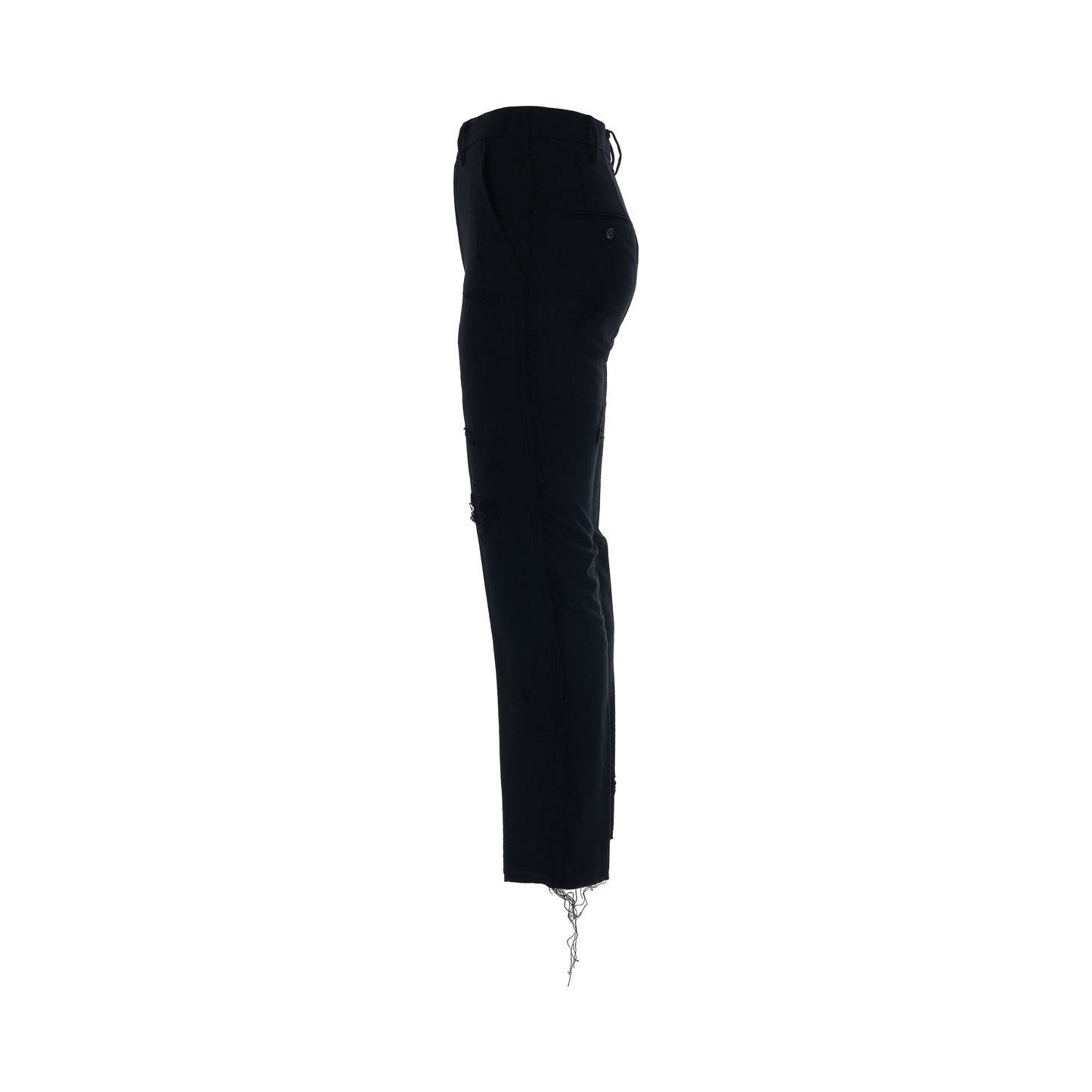 Recycle Wool Damaged Trousers in Black