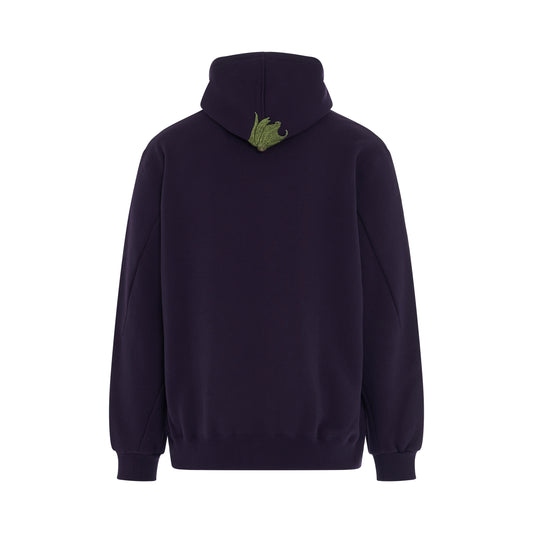 Vegetable Stem Embroidery Hoodie in Eggplant