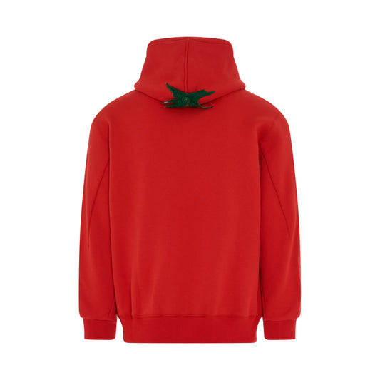 Vegetable Stem Embroidery Hoodie in Tomato