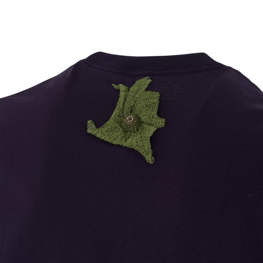 Vegetable Stem Embroidery T-Shirt in Eggplant