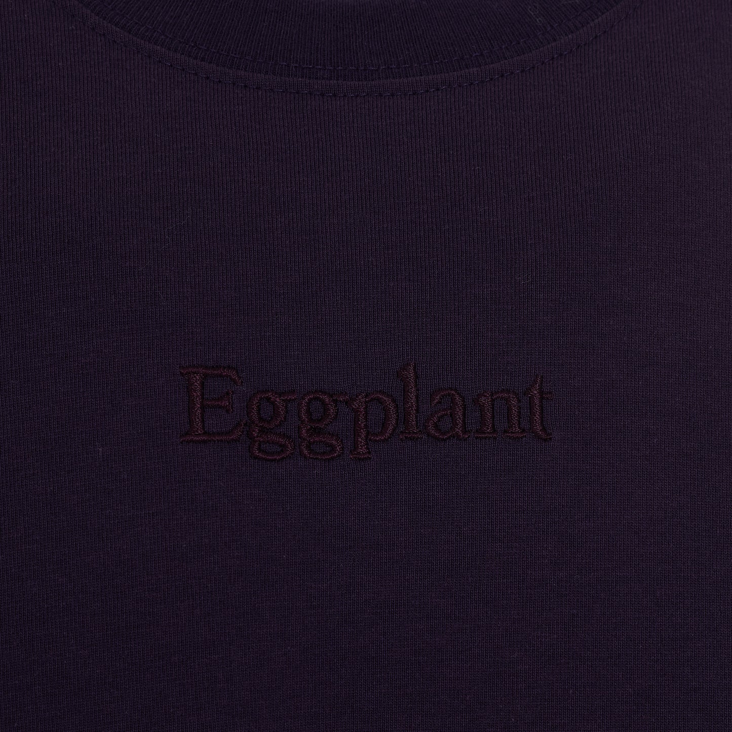 Vegetable Stem Embroidery T-Shirt in Eggplant