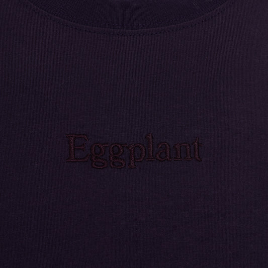 Vegetable Stem Embroidery T-Shirt in Eggplant