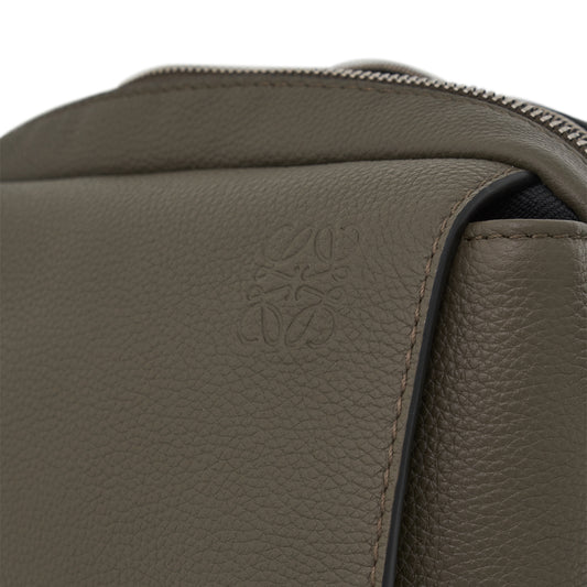 Military Messenger Bag in Soft Grained Calfskin in Green