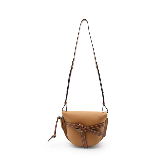 Small Gate Bag in Soft Grained Calfskin in Caramel/Pecan