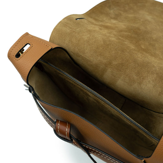 Small Gate Bag in Soft Grained Calfskin in Caramel/Pecan