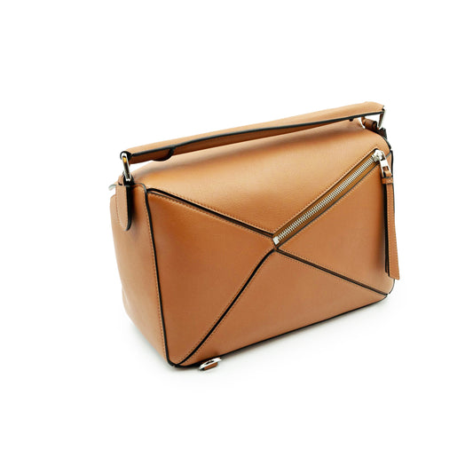 Medium Puzzle Bag in Classic Calfskin in Tan