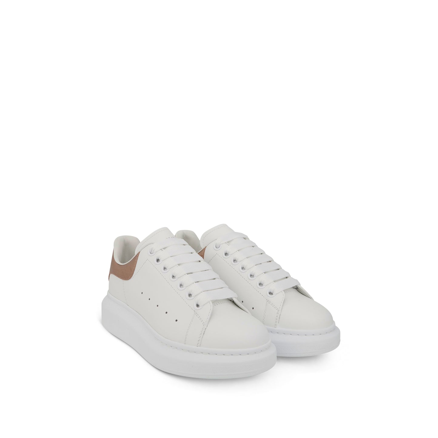 Larry Oversized Heel Sneaker in White/Rose Gold
