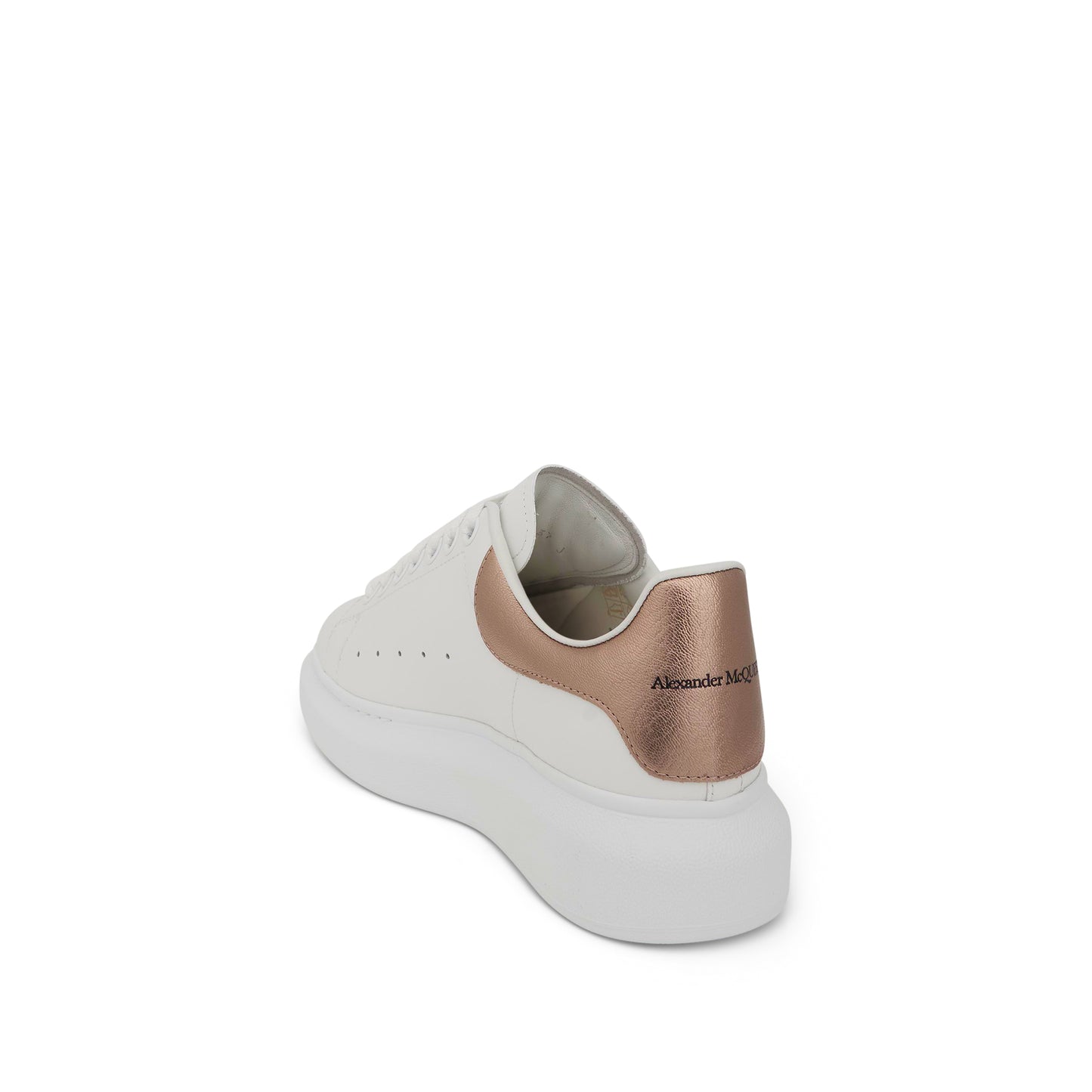 Larry Oversized Heel Sneaker in White/Rose Gold