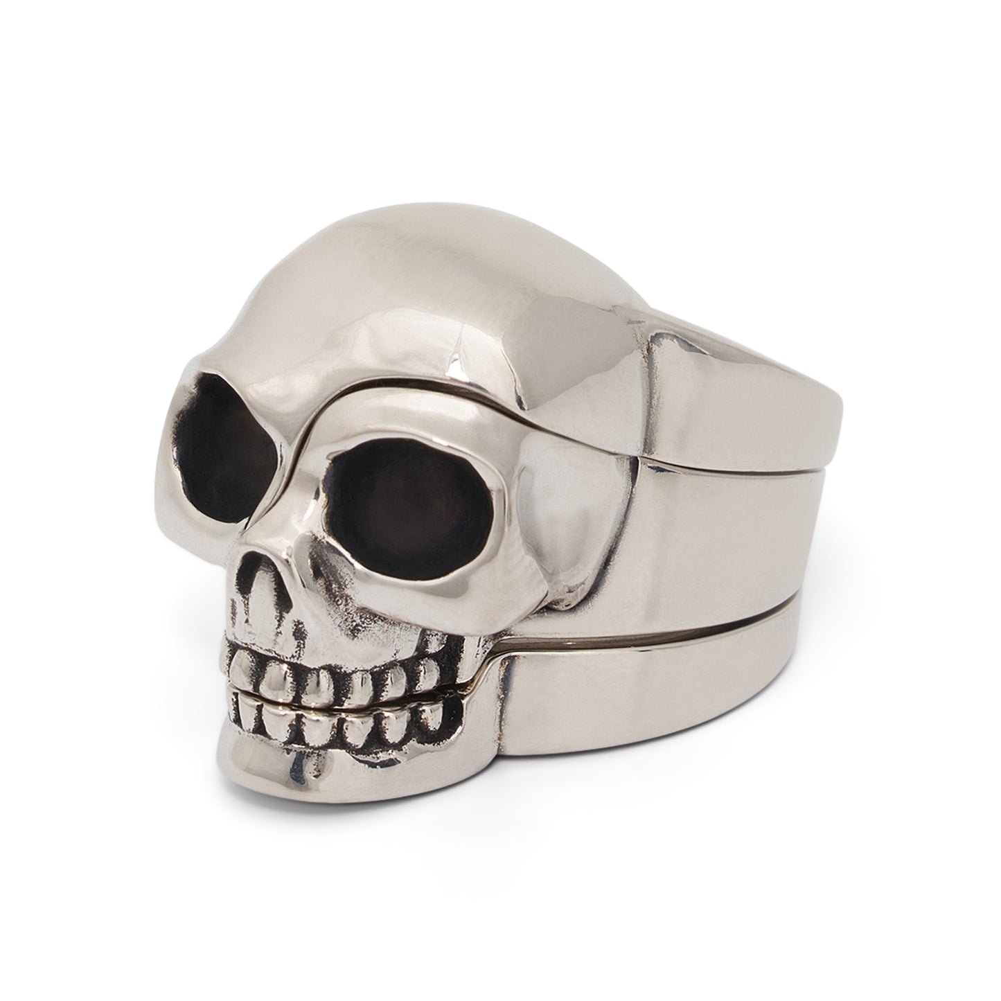 Divided Skull Ring in Antique Silver