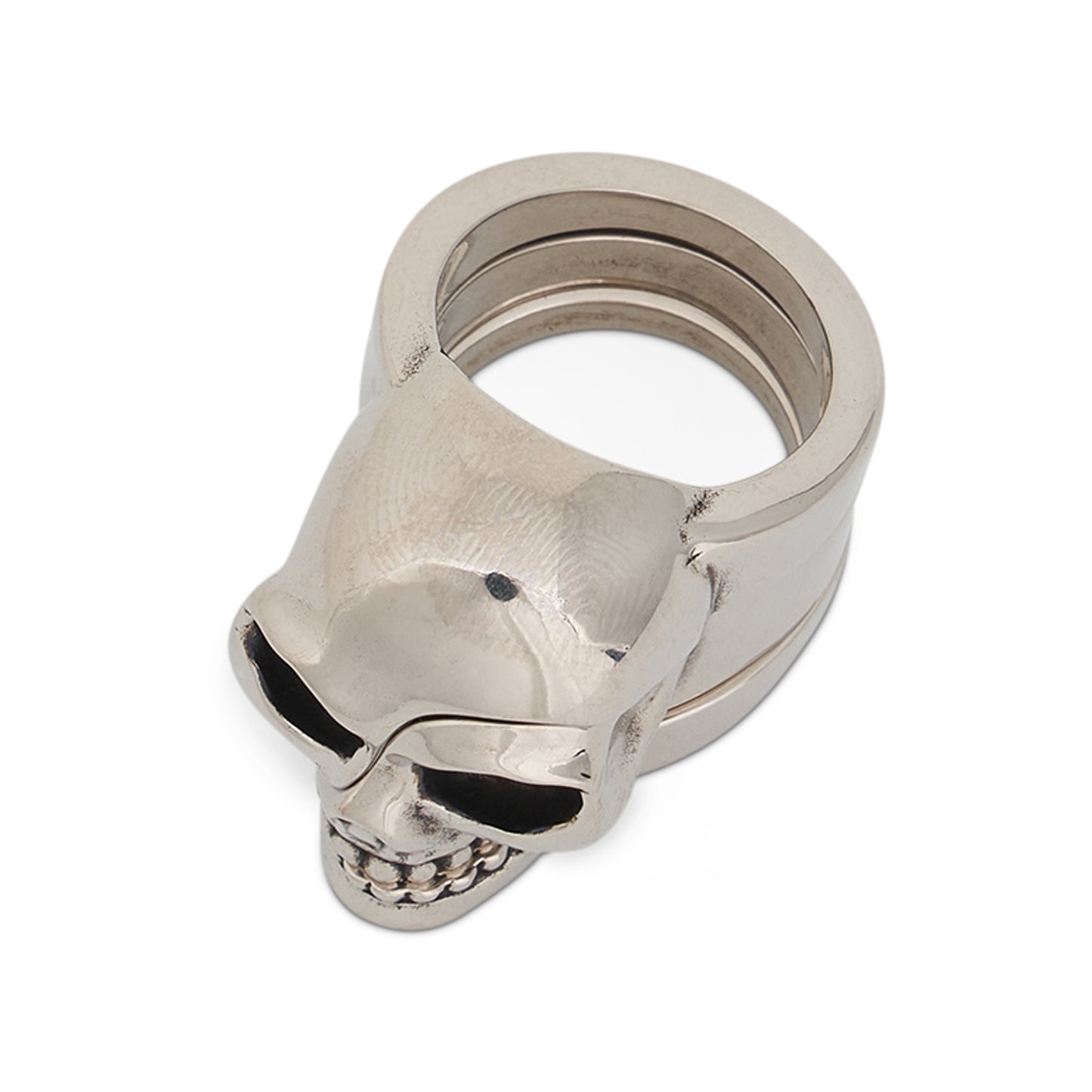 Divided Skull Ring in Antique Silver