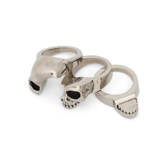 Divided Skull Ring in Antique Silver