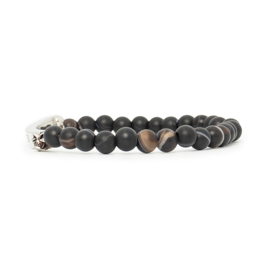 Logo Beaded Bracelet in Black