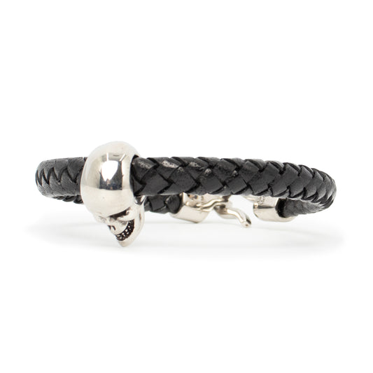 Skull Charm Braided Bracelet in Black