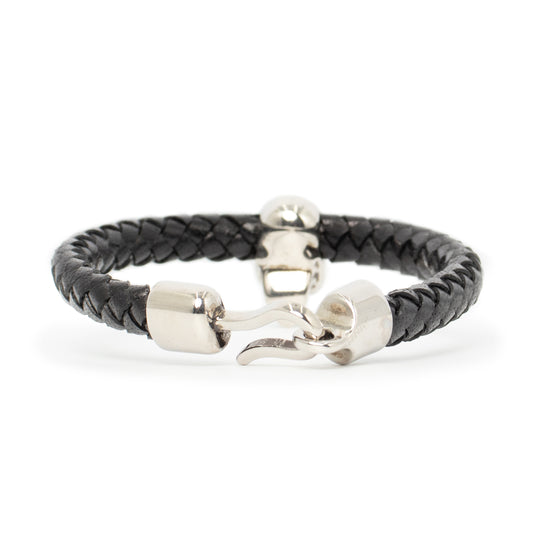 Skull Charm Braided Bracelet in Black