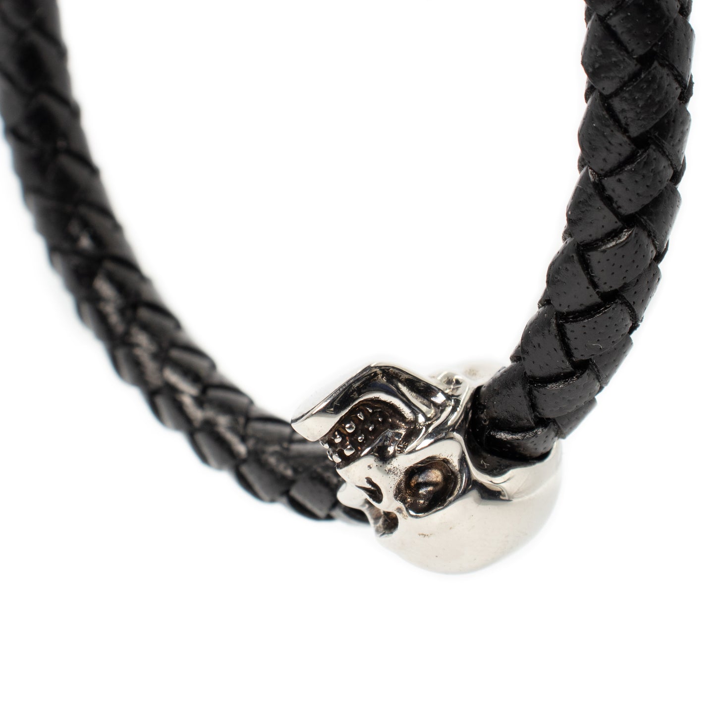 Skull Charm Braided Bracelet in Black