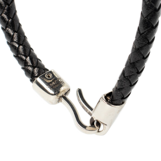 Skull Charm Braided Bracelet in Black