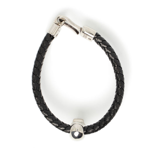 Skull Charm Braided Bracelet in Black