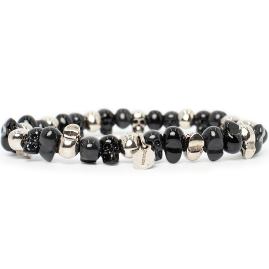 Beaded Skull Bracelet in Anthracite