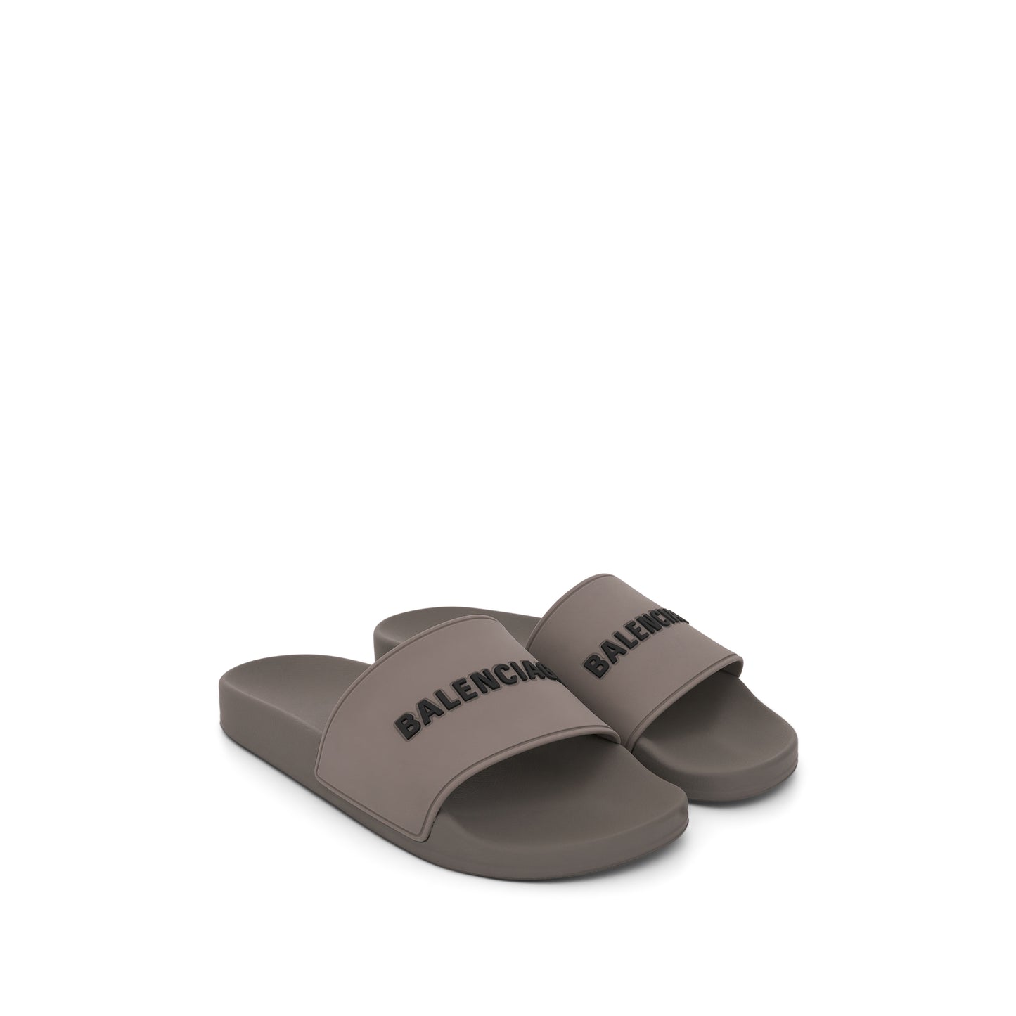 3D Logo Rubber Pool Slide Sandal in Grey/Black