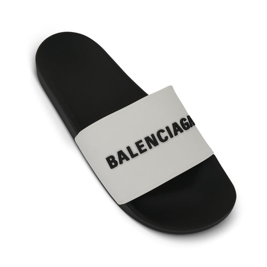 Logo Pool Slide Sandal in White/Black