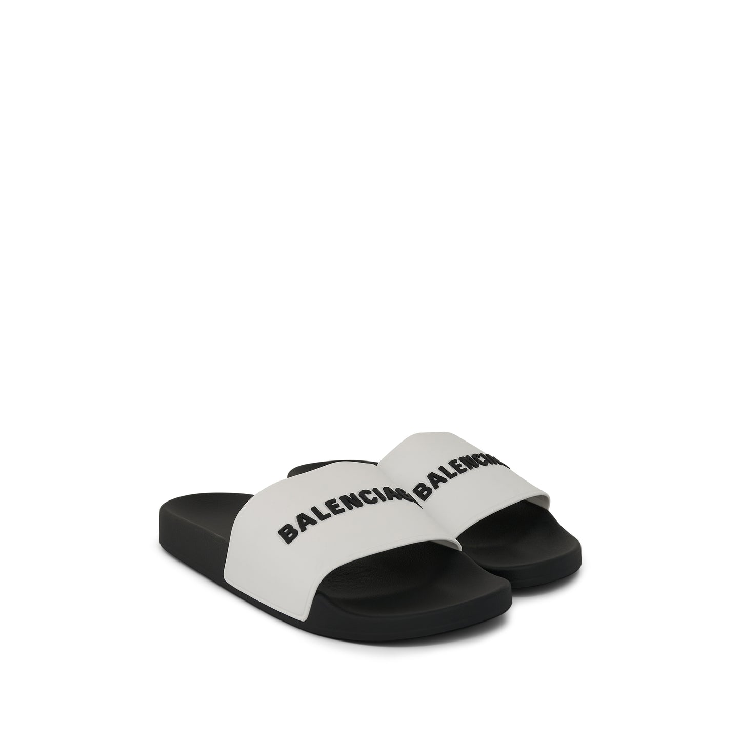 Logo Pool Slide Sandal in White/Black